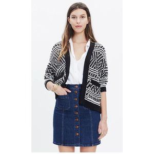Madewell Saunter Open Cardigan Black and White Sweater- size Medium